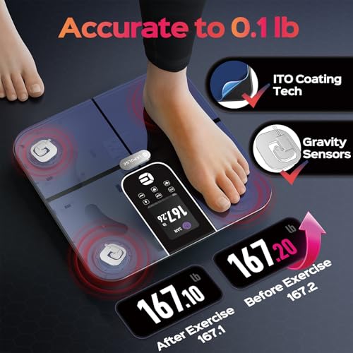 Scale for Body Weight and Fat, Lepulse 3.35" Color TFT Display Scale with Bmi Body Fat Muscle Mass, Smart Body Fat Scale with 22 Body Composition Metrics BMI Heart Rate, Bathroom Digital Scale 400lbs