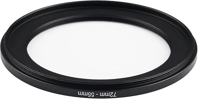 72mm to 55mm Step Down Ring Filter Adapter Applicable to All Brands of UV ND CPL Filter (72mm-55mm)