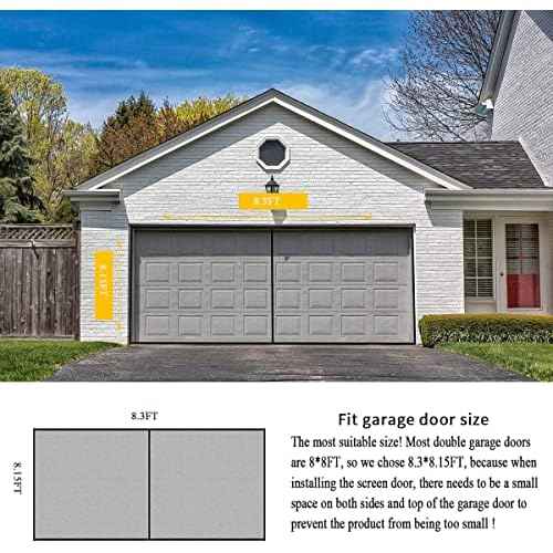 LIAMST Garage Door Screen for 8x8FT, 1 Car Garage Doors- Reinforced Fiberglass Door Screen,Stronger High Energy Magnets £¬ Magnetic Screen Door