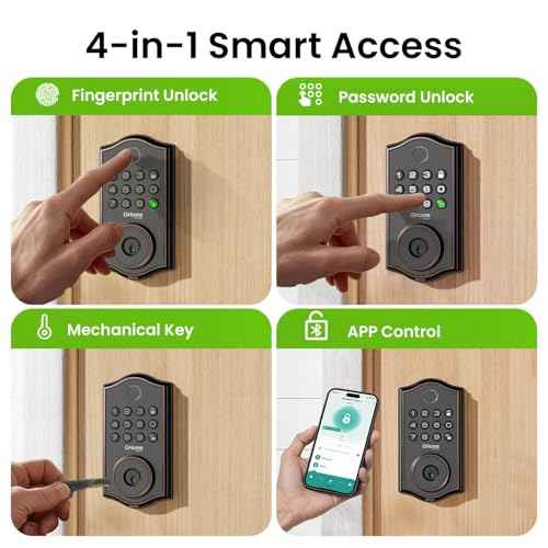 GHome Smart KD30B Deadbolt Lock with Keypad Fingerprint Keyless Entry Door Locks for Front Doors with APP Control Auto Lock for Home Rental House Apartment Easy Installation