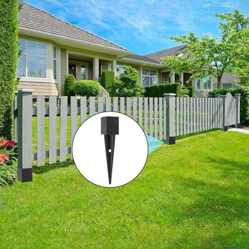4 Pcs 4x4 Fence Post Anchor Ground Spike16(Inner Size 3.6"x3.6") Black Powder Coated?Mailbox Post Anchors, for Deck,Fence,Railing,Mailbox..