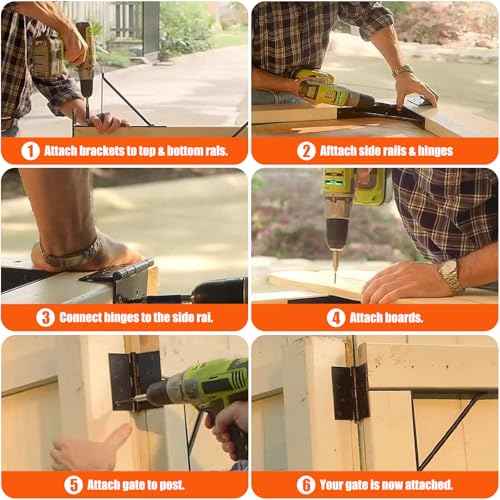 Mofeez Gate Corner Brace Bracket No Sag Kit for Shed Doors Driveway Gates Corral Gates Wood Windows (with Gate Latch 2 Sets)