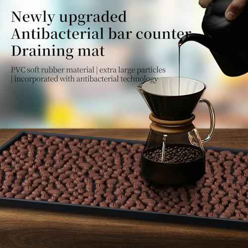 Bar Mats 18"x12" Small Black, Countertop Coffee Mat for Home Bar, Service Spill Mat for Cocktail Bartender Kitchen, PVC Counter Top Cup Glasses Dish Drying Mat, Hairdressing tool protective pad