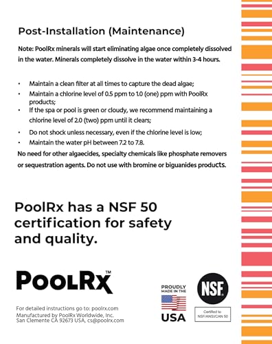 PoolRx+ Mineral Algaecide Unit, up to 6-Month Algae Control, for 2.5K-5K gallons, Red & White, New Formula with Silver.