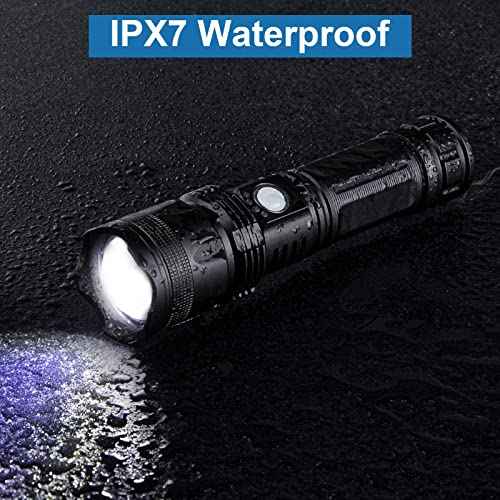 Rechargeable Flashlights 90,000 High Lumens - 2 Pack, Super Bright LED Flash Light with 5 Modes, 12 Hour Brightest Waterproof Handheld Flashlight for Home, Camping