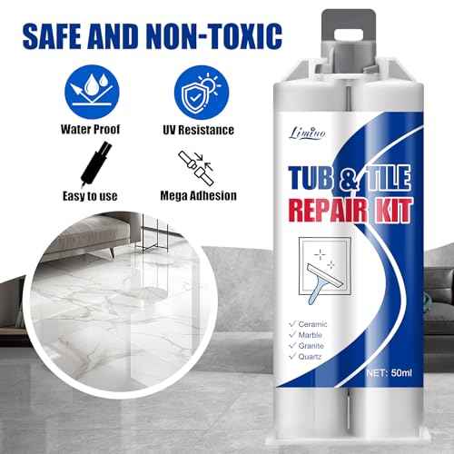 Tile Repair Kit - Porcelain Repair Kit for Repairing Scratches, Chips, Dents, Hole on Bathtub and Shower Tray, Ceramic Repair Filler for Acrylic, Fiberglass, Perfect Restoration of Marble Countertop
