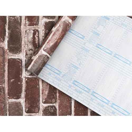 Red Brick Wallpaper Peel and Stick Realistic Distressed Textured Rock Stone Self Adhesive Contact Paper Embossed Vintage Removable Vinyl Wall Paper Faux Brick Look Wall Covering 118inch