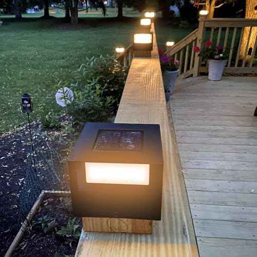 Viewsun 12 Pack Solar Post Cap Lights, Outdoor Garden Solar Powered Fence Post Lights with SMD LEDs Waterproof Light Decorative for Fence Deck or Patio Decor, Only Fits for Wooden Posts