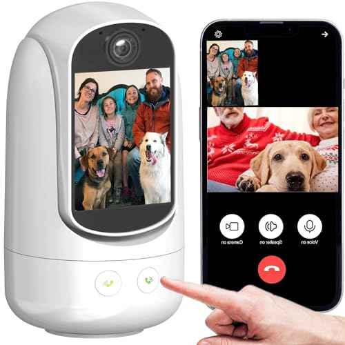2-Way Video/Audio Security Camera Screen WiFi AI Detection Puppy/Pet/Cat/Elderly/Dog Monitor Wireless Facetime Cam Voice Phone APP Controlled Sound Video Calling Devices for Grandpa, White