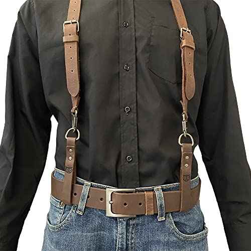 Hide & Drink, Set of 4 Loop Attachments for Suspenders, Tool Belt Accessories, Wedding Ceremonies, Dinner Parties, Rustic Accessories, Full Grain Leather, Handmade, Bourbon Brown
