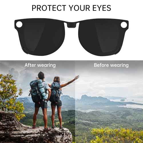 2Pcs Polarized Clip for Ray-Ban Meta Wayfarer RW4008 & Gen 2 RW4012 Large (53-22), Discoloration Clip-on Compatible with Meta Wayfarer Gen 2 Protect Your Eyes, Cool and Fashion (Yellow+Green)