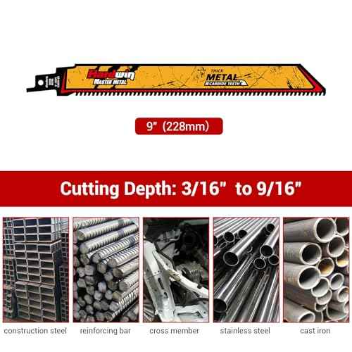 Carbide Reciprocating Saw Blades, 9-Inch 8 TPI ? High-Speed Cutting for Hard Metals, Cast Iron, Alloy Steel. Durable Carbide Teeth, Efficient Cutting. Universal 1/2-Inch Shank, 3-Pack.