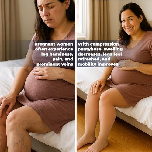 ABSOLUTE SUPPORT Extra Large Womens Compression Pantyhose 20-30mmHg with Open Toe - Plus Size Opaque Compression Tights for Women Swollen Veins, Venous Ulcers, Chronic Venous Insufficiency - 7X-Large