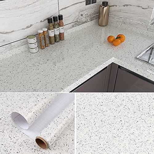 burgeliy Self Adhesive Film15.8¡¿80 Inches Vinyl Wrap Protector Auto Modification Film White wavepoint Shiny for Bathroom£¬Kitchen Countertops Table Desk Furniture Peel and Stick Waterproof Wallpaper