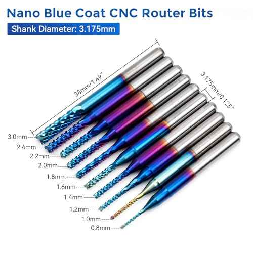 LUNYEE 40pcs End Mills CNC Router Bits with ER11, ER16 Collet, 1/8" Shank CNC Cutter Milling Carving Bit Set Including 2-Flute Flat Nose & Ball Nose, Nano Blue Coat & Titanium Coat Bits