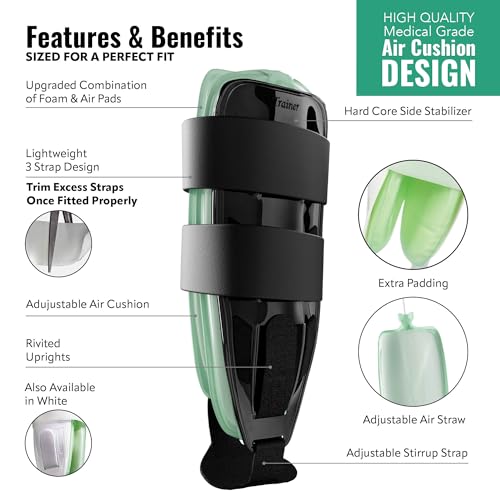 AnklePro Air Cushion Stirrup Ankle Brace, Ankle Support 3-Strap Stabilizers With Customizable Air Cushion and Foam Pads, Ankle Brace for Women and Men, Regular, White