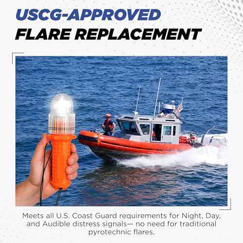 TEKTITE¢ç SOSeFLARE 5 NO MORE FLARES! Electronic Boat Distress Flare w/Flag and Audible Signal Kit- USCG & SOLAS Compliant Marine Safety Signal - Waterproof LED & Audible Locator for Boats