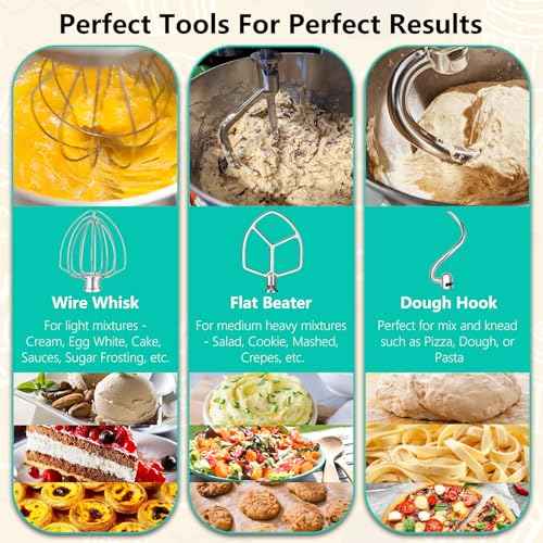 Stainless Steel Replacement Accessories Kit for Kitchen Aid 6QT Bowl Lift Stand Mixer, Includes Flat Beater Paddle, 6 Wire Whisk, Dough Hook, Fits for KP26, KL26, KB26, KSM60