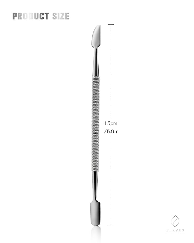 FERYES Professional Cuticle Pushers - Dual-Ended Stainless Steel Manicure and Pedicure Tools, Ergonomic Design Cuticle Stick and Undernail Clean Tool