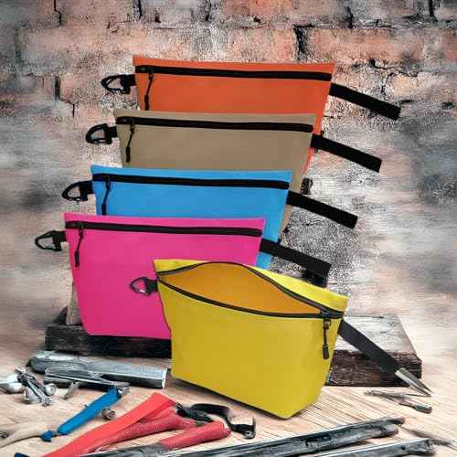 Canvas Zipper Tools Bags, Utility Pouches, Storage Organizer. Smoothly YKK Zipper Water-repelling with Clip & Strap, 12.5 X 7 X 4 inches Large Bottom