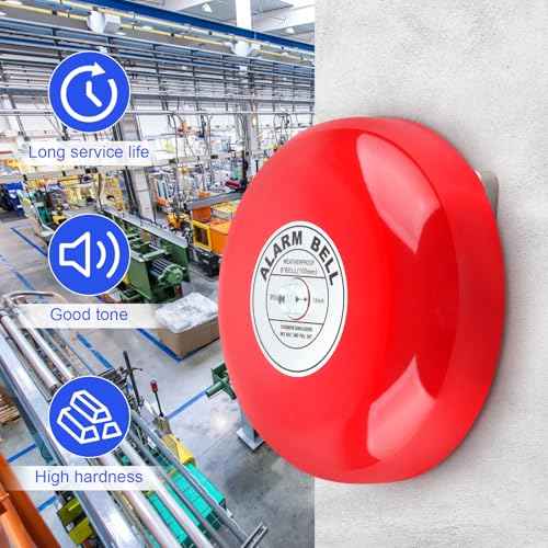 CB-6B 95dB 5.9in Electric Round Fire Alarm Bell, Aluminum Base for School, Home, and Factory Security Ideal for Elevators, Industrial, and Construction Applications (AC 110V)