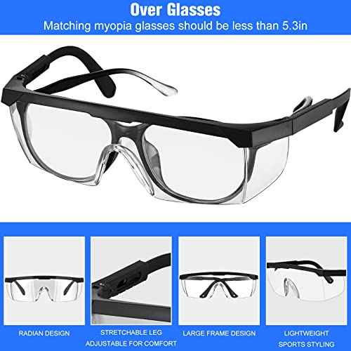 48 Pairs Safety Glasses over Glasses Lab Goggles Protective Eyewear Goggles Anti Fog for Science Classes Women Men(Blue, Black)