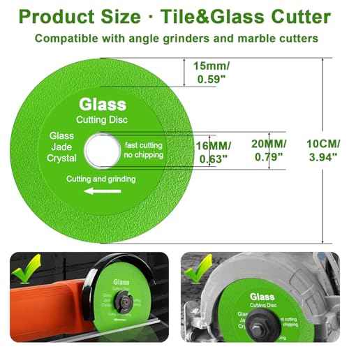 5 Pcs Glass Cutting Disc for Angle Grinder, 4" X 7/8¡± Tile Cutters Tools, Diamond Saw Blades Sand Width 15MM Glass Cutter for Grinding Tile, Wine Bottle, Jade, Ceramics, Crystal
