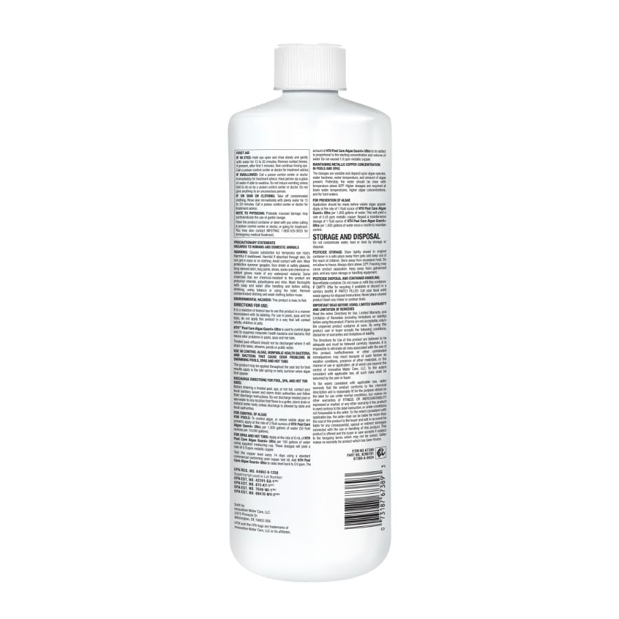 HTH 67244 Swimming Pool Care Algae Guard Ultra - Long Lasting Formula, Eliminates & Prevents Green, Black, and Mustard Algae, Fast Acting & Effective Swimming Pool Chemical, 32oz