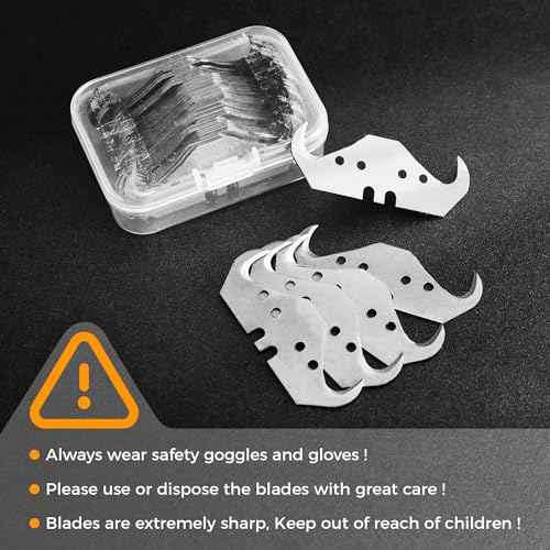 100PCS Utility Hook Blades, SK5 Carbon Steel Super Big Hook Trimming Blades, Safety Horn Knife Blade for Wallpaper, Cutting Carpets, Roofing, Industry Materials