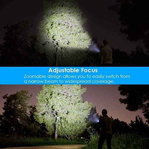 Hoxida LED Tactical Flashlight Rechargeable, IPX6 Waterproof Flashlight, 2000lm, Super Bright LED, Zoomable, Pocket-Size Small LED Flashlight for Hiking, Camping, Emergency