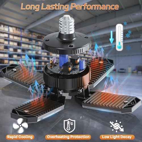 LED Garage Lights 6 Pack - 120W Garage Lights Ceiling LED 12000LM with 4+1 Adjustable Panels, Shop Lighting 6500K Screw in E26 E27 Socket, for Workshop Shop Barn Basement Bay