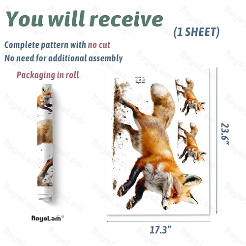 Running Fox Wall Decals Removable Animal Vinyl Stickers for Nursery Living Room and Kids Playroom Woodland Theme Decor Peel and Stick Wall Art