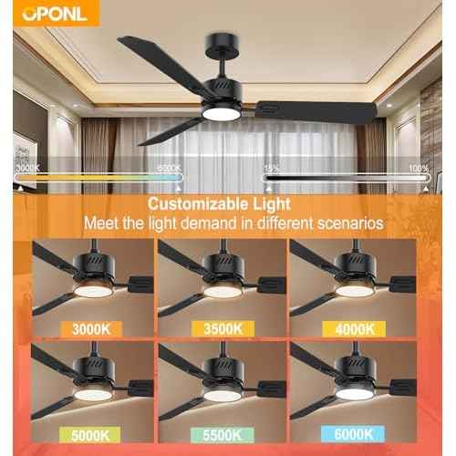 Black Ceiling Fan with Light 52inch, Low Profile, Remote Control, Downrod Mount, Noiseless, Reversible, 6CCT, Dimmable, 6 speeds, Timeable, Ceiling Fans with Lights for Living Room, MDF