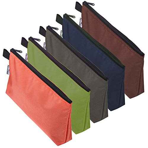 KERNOWO 5 Pcs Premium Tool Pouch Zipper Bag, Small Utility Bags, 12.5 X 7 X 2 Inch Bank Deposit Bag With Dependable Smooth Nylon Zippers