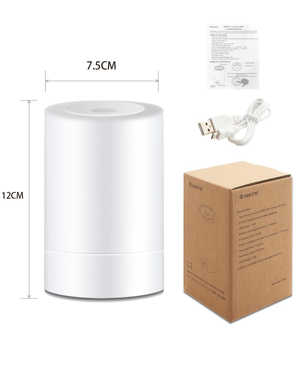 G Keni Nursery Baby Night Light for Kids, Portable LED Touch Night Lamp for Kids and Adult, Breastfeeding, Sleep Aid, USB Rechargeable Nursing Lamp, Bedside Dimmable Warm Night Light (2 Pack)