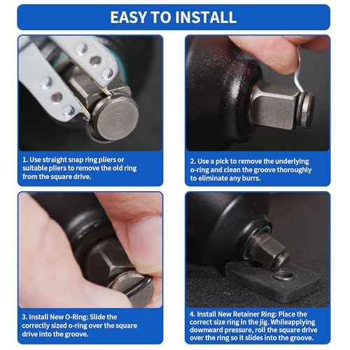 5-Pack 1/2" and 3/8" Impact Retaining Ring Clip With O-Ring for Milwaukee Electric or Pneumatic Impact Wrenches, Includes Anvil Install Tool, Compatible With Cordless and Air Wrenches