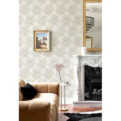 Safiyya 118"x17.3" Peel and Stick Wallpaper Boho Contact Paper Peel and Stick Wall Paper Modern Self Adhesive Removable Wallpaper Beige Geometric Wallpaper for Bedroom Covering Vinyl Rolls