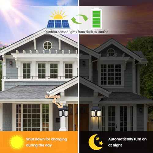 New Solar Wall lamp Features Three Lighting Modes from Dusk to Dawn, with an Ip65 Waterproof Motion Sensor for Outdoor Lighting and Automatic Light Sensing, Suitable for Multiple scenarios 1PC
