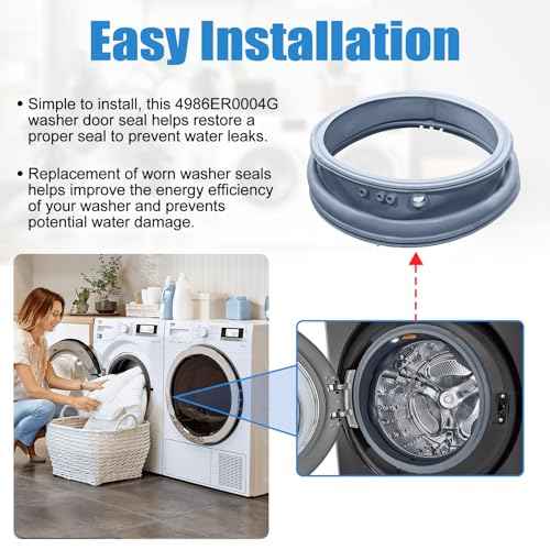 UPGRADED 4986ER0004G Washer Door Gasket With Drain Port Compatible with LG Front Load Washer Door Seal WM2501HWA, WM2501HVA, WM2487HRM, WM2688HWMA Door Gasket Washer Door Boot Rubber Seal Replacement