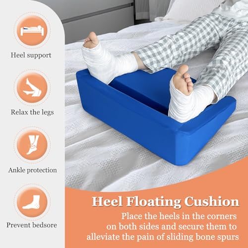 Heel Protectors for Bed Sore Pressure Relief Pillow Heel Elevation Foam Cushion Foot Ulcer Treatment Wedge Heel Offloading Support for Bedridden Patient Ankle Sleeping Positioning