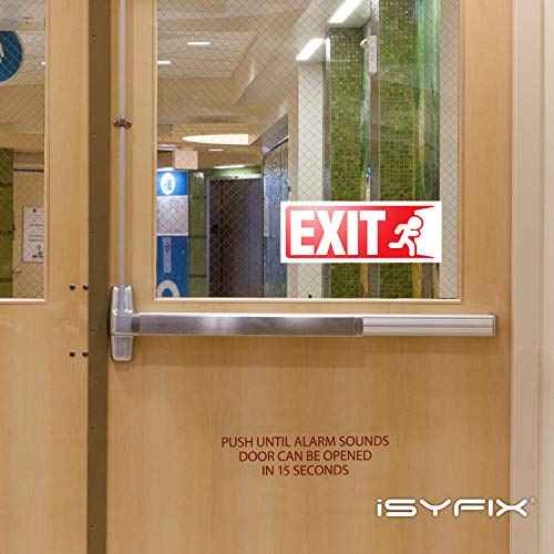 iSYFIX Exit Signs Stickers ? 3 Pack 10x4 Inch ? Premium Self-Adhesive Vinyl, Laminated for Ultimate UV, Weather, Scratch, Water and Fade Resistance, for Office, Buildings, Workplace, Indoor & Outdoor