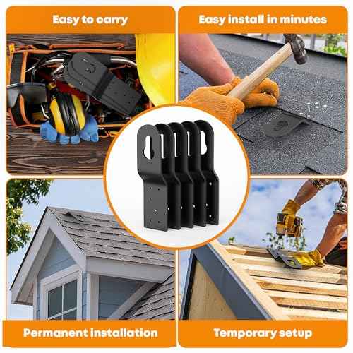Roof Safety Anchor Hitch Clip,Roof Anchors For Fall Protection Connects To Wood Surfaces,Permanent Roof Anchor Use With Roofing Harness, Safety Ropes And Other Roof Safety Equipment (Black-5 Pcs)