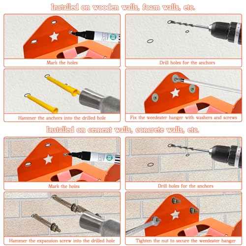 Garage Organizer Weedeater Hanger, Garage Storage Trimmer Rack Shed Organizer Garden Power Tool Hanger for Grass Trimmer, Hedge Trimmer, Garage Wall, Weed Eater, Garden Tools