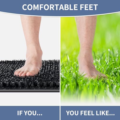 Yolife Shower Foot Scrubber Mat, Anti-Slip Bath Mat with Scrub Bristles, Soft Shower Foot Massager with Strong Suction Cups for Soothe Achy Feet, 25.6" x 13.4"