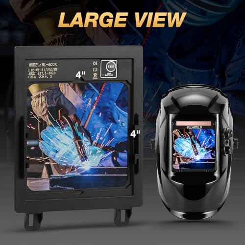 High-Definition Welding Helmet Auto Darkening with a View Like Sunglasses- 180¡Æ View 4"X4" Screen with Solar Power, 4 Arc Sensors 3/5-9/9-13 Shade for TIG MIG Grinding, Lightweight & Durable
