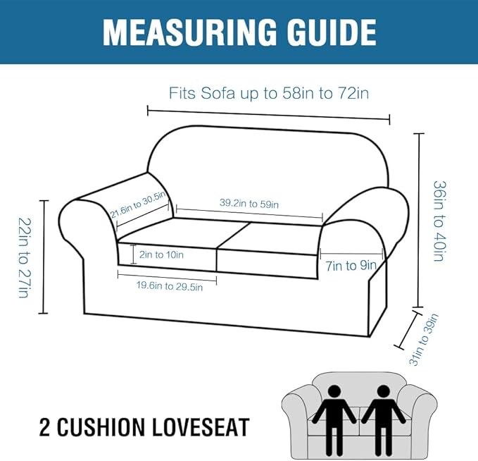 H.VERSAILTEX Real Velvet Plush 3 Piece Stretch Sofa Covers Couch Covers for 2 Cushion Couch Loveseat Covers Width Up to 72 Inch Feature Thick Soft Stay in Place (Medium Sofa, Brown)