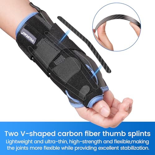 Velpeau Carpal Tunnel Wrist Brace with Thumb Support for Right and Left Hands, Thumb Spica Splint for De Quervain's Tenosynovitis, Sprain, Injuries, Tendonitis, Arthritis, Wrist Pain (Left Hand, L)