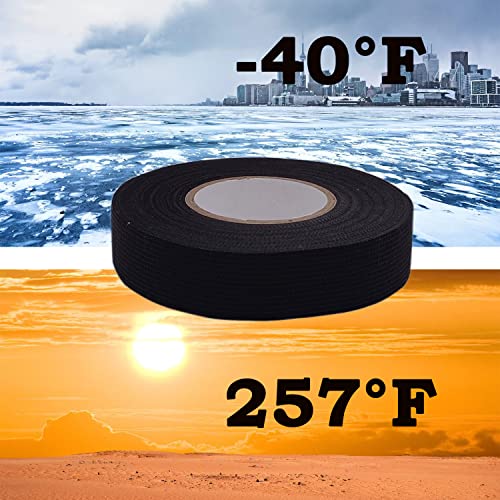 Electric Insulation Tape Fabric, 3/4In x 50ft Automotive Tape Cloth, High Temp Tape for Exhaust - 4 Rolls Wire Harness Friction Tape Black(Non-Flame Retardant)