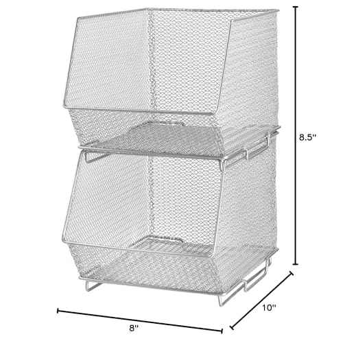 Ybmhome Mesh Stacking Bin Silver (SOLD AS 1 BIN) Storage Containers Pantry Organizers Great for Food, Crafts, Cleaning or Pantry Items 1130 (Medium 8.5 X 10 X 8)