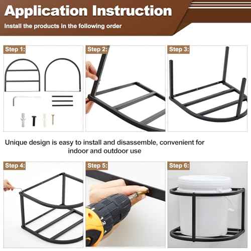 2 Pcs Bucket Holder 5 Gallon Horse Feed Pail Wall Mount 15.5" x 14.5" x 10" for Horse Livestock Water (Bucket Not Included)